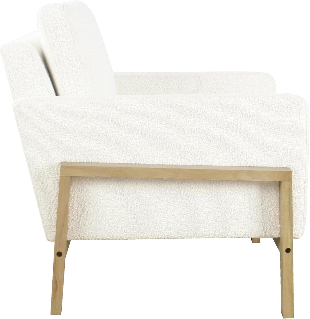 HomePop Wood Frame Accent Chair | Homepop Home Decor | Accent Chairs for Living Room & Bedroom - Cream Boucle