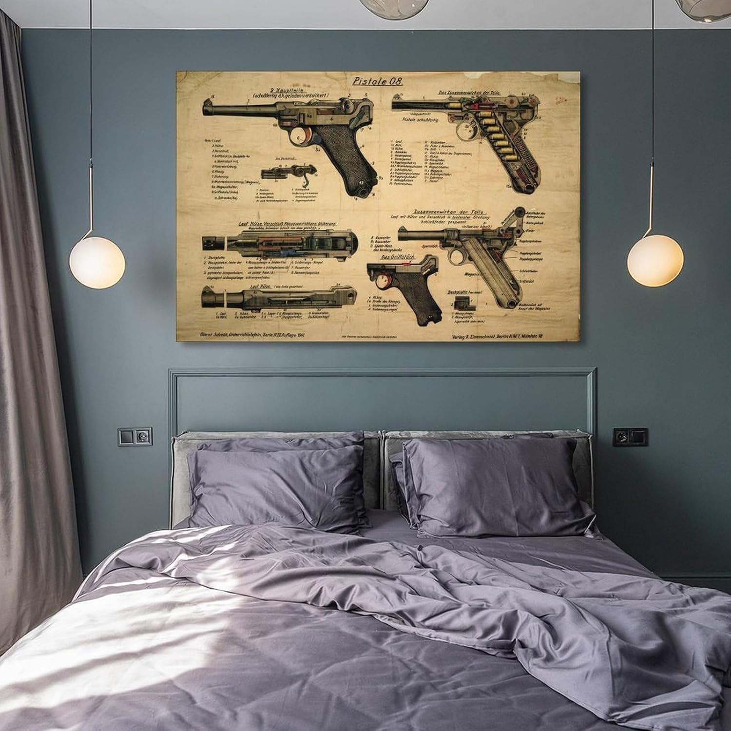 WW2 Luger Pistol Pistole 08 POSTER History Gun Collector Gift Canvas Wall Art Print Are Used For Room Aesthetics And Decoration 24x36inch(60x90cm)