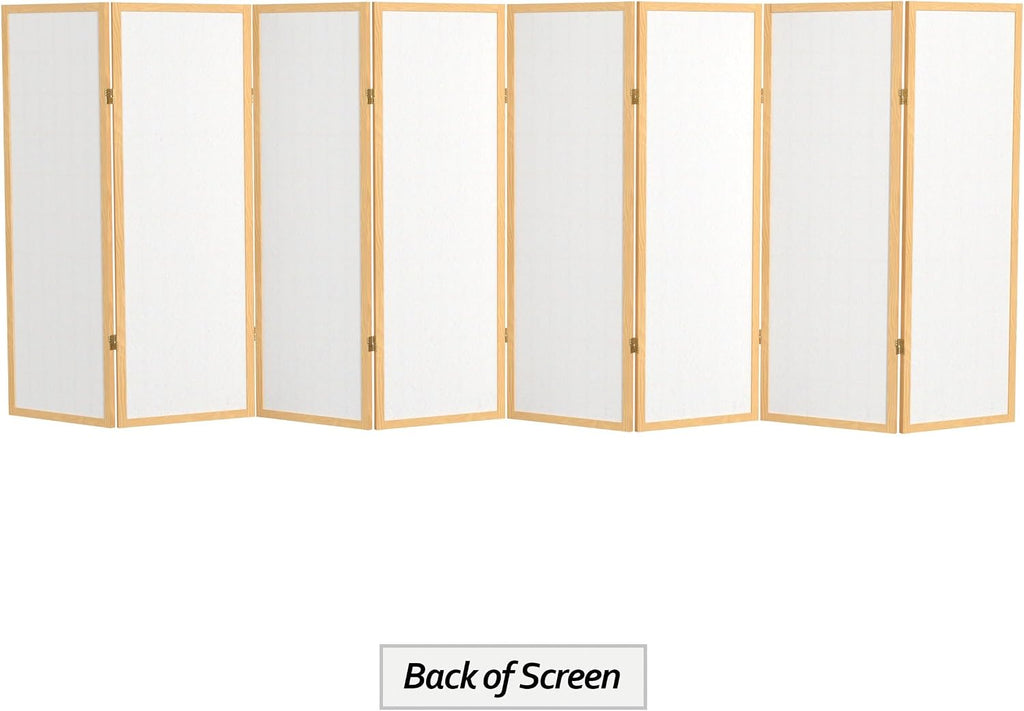 4 ft. Short Window Pane Shoji Screen - Natural - 8 Panels