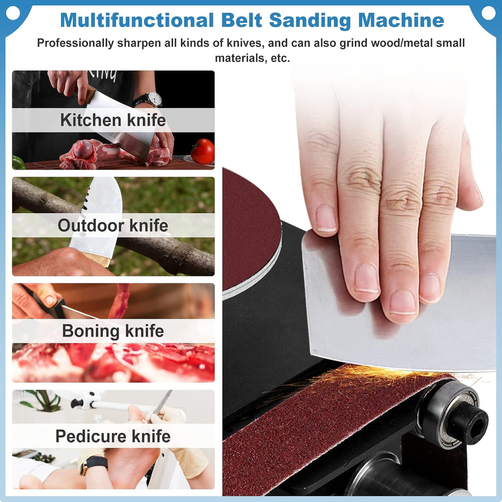 2 in 1 Mini Belt Disc Sander,4 Inch Sanding Disc Machine,1.18 x 13 inch Belt Sander 8000RPM for Knife Sharpening, Wood, Crafts, Metal, Stone, and Scissors Grinding