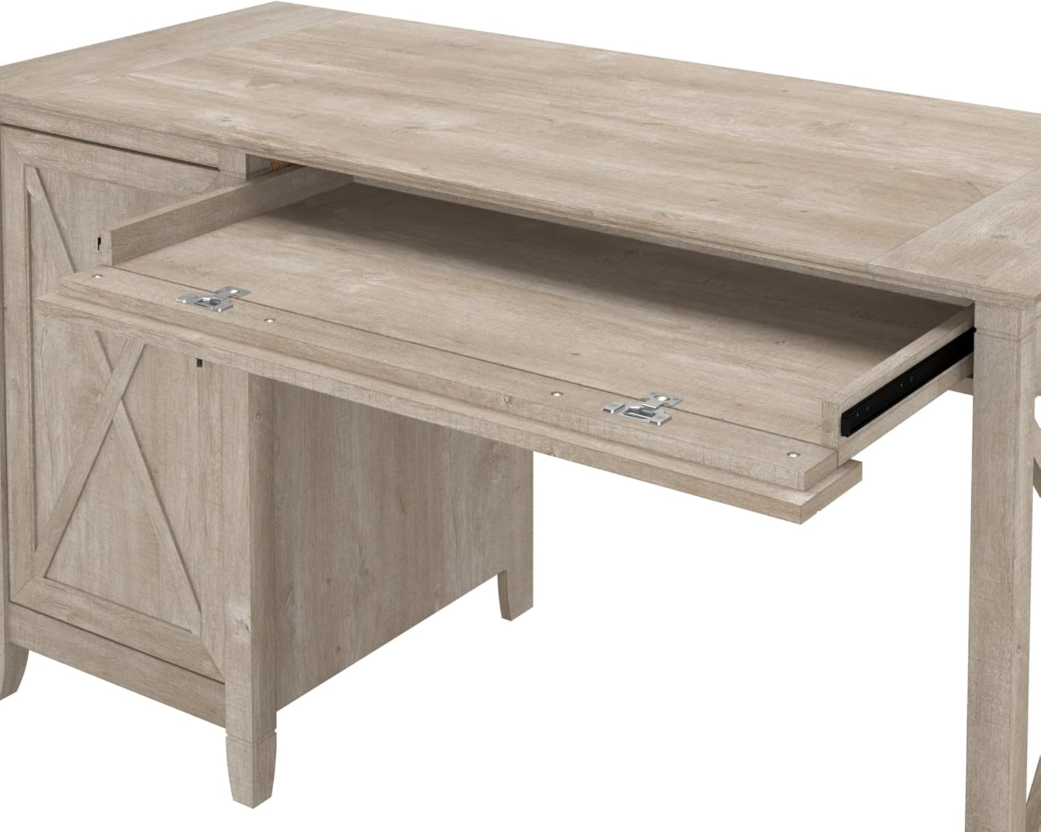 Bush Home Key West Computer Desk with Storage | Farmhouse PC Table for Home Office in Washed Gray | 54W x 24D