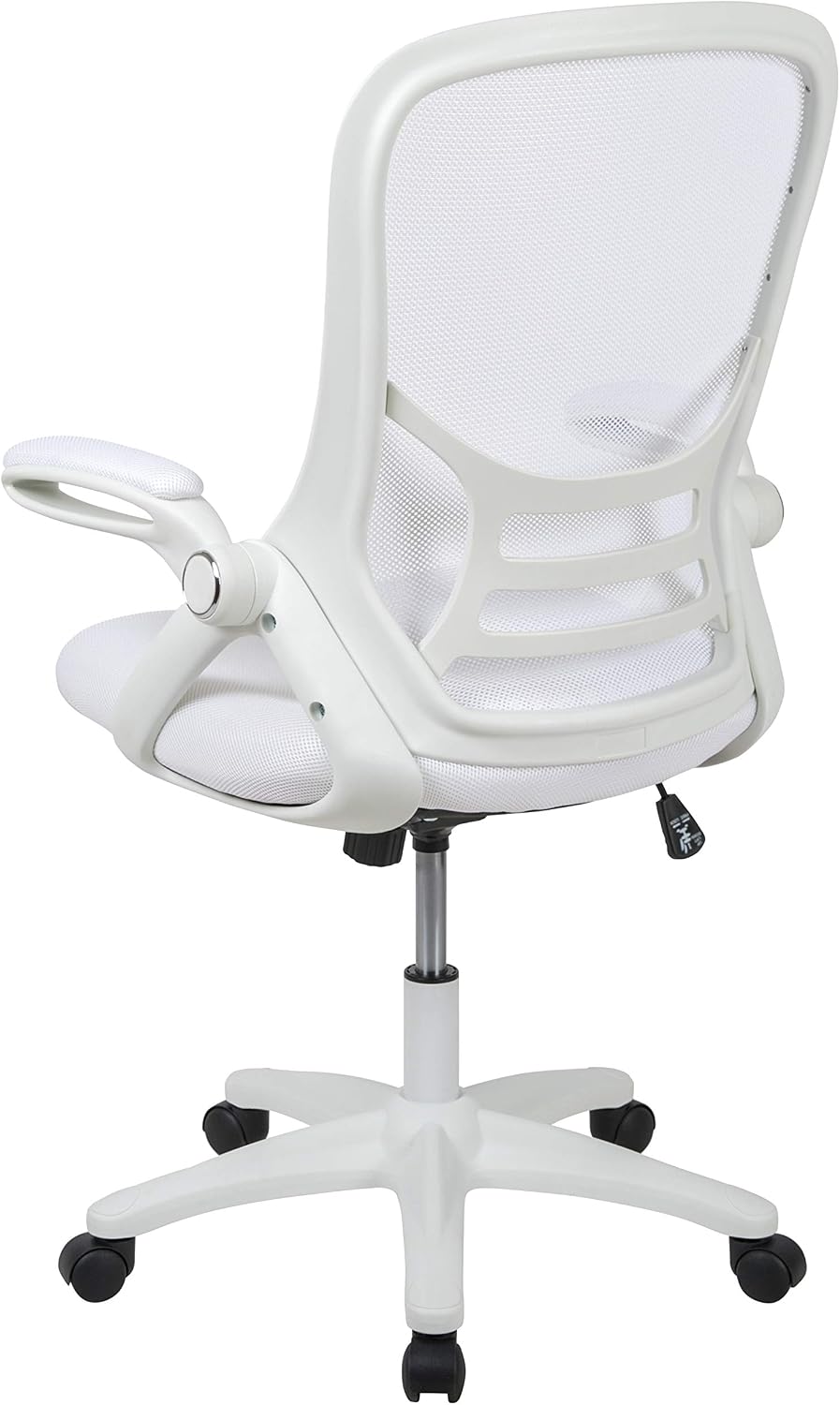 Flash Furniture Porter High-Back Swivel Office Chair with Adjustable Lumbar Support and Height, Ergonomic Mesh Desk Chair with Flip-Up Armrests, White