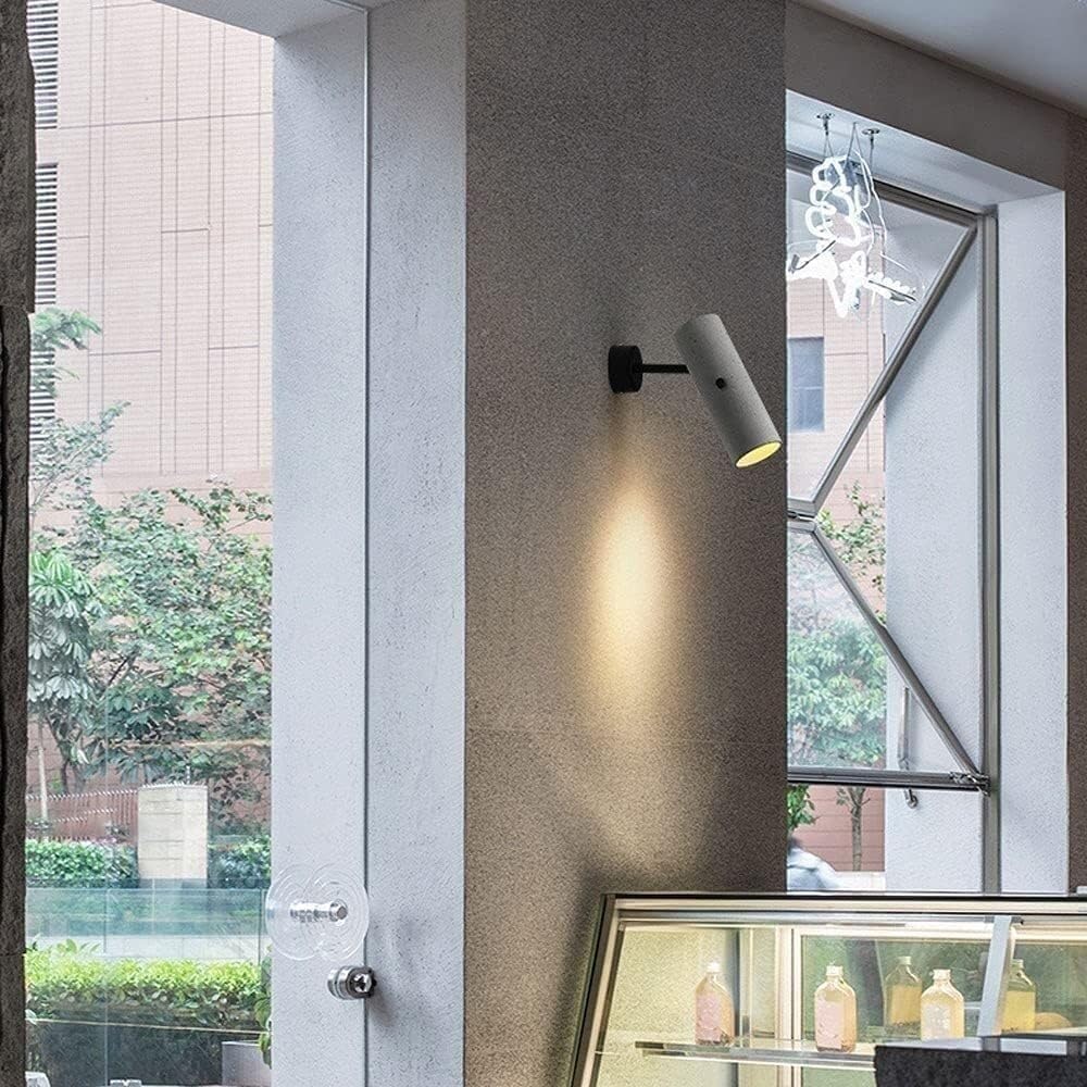 Adjustable Accent Spotlight Indoor Cylindrical Bedside Wall Sconce Retro Cement Wall Light Modern Black Hallway Wall Lamp GU10 Surface Mounted Down Light Headboard for Bedroom