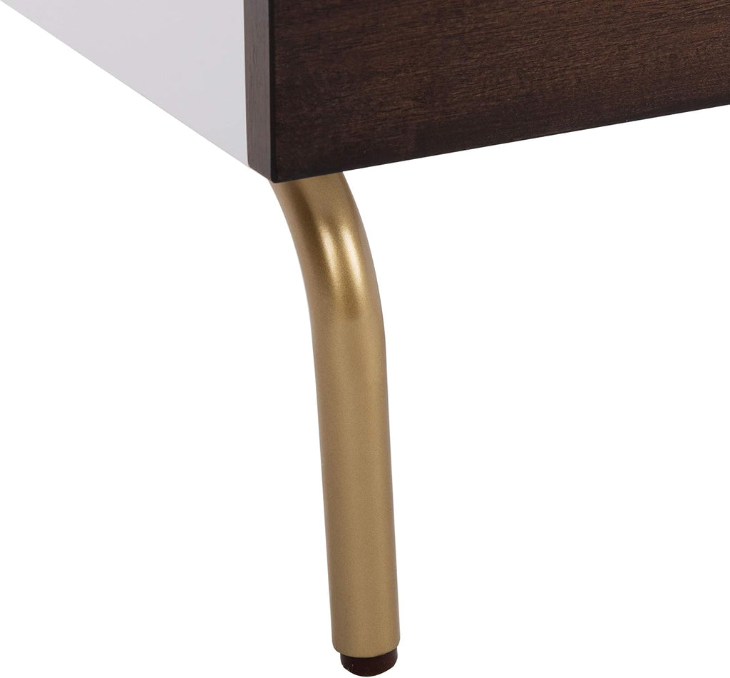 Safavieh Home Genevieve Modern Walnut and White Mahogany 2-drawer Nightstand