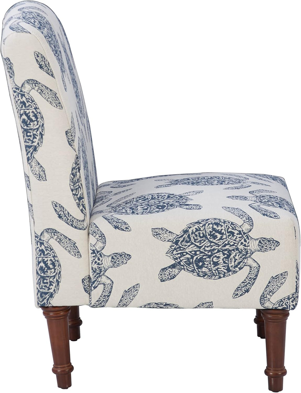 Powell Company Powell Markay Accent Chair, 25'W x 18.75'D x 35H, Ivory with Blue Sea Turtle Pattern, Traditional, Coastal, Upholstered, Armless, 275 lbs Max Weight, Indoor Use