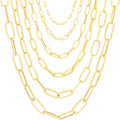 Nuragold 14K Real Yellow Gold Paperclip Chain Elongated Cable Link Necklace 16'-24' (2mm-7mm) Italian Jewelry for Men & Women