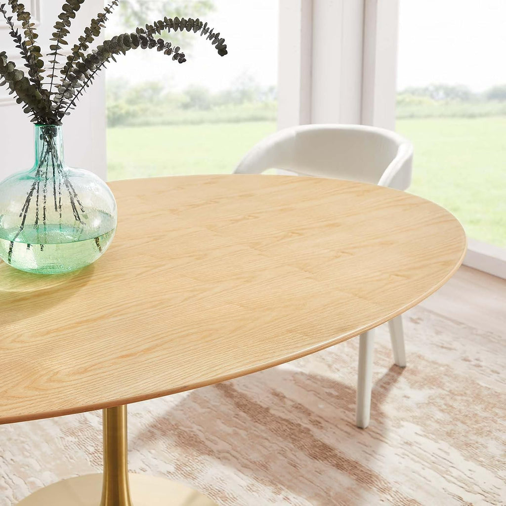 Modway Lippa Dining Table, 78', Gold Natural