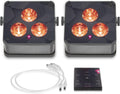 Ape Labs Maxi 2+ IP RGBaW LED Uplights with AmberWhite Technology, 29 Color Presets for Event & Wedding - IP65 Waterproof 14 hrs Rechargeable Battery with Wireless DMX App Control Set of 2