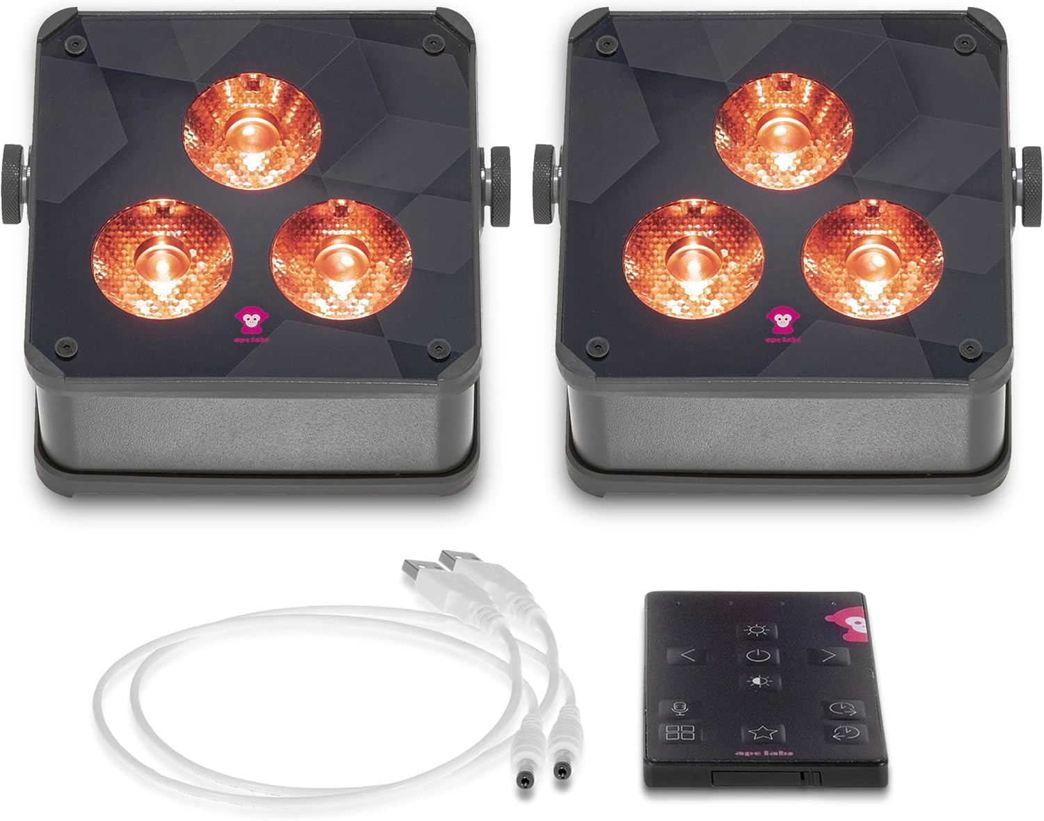 Ape Labs Maxi 2+ IP RGBaW LED Uplights with AmberWhite Technology, 29 Color Presets for Event & Wedding - IP65 Waterproof 14 hrs Rechargeable Battery with Wireless DMX App Control Set of 2