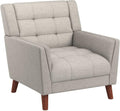 Christopher Knight Home Evelyn Mid Century Modern Fabric Arm Chair, Beige & Walnut (305538