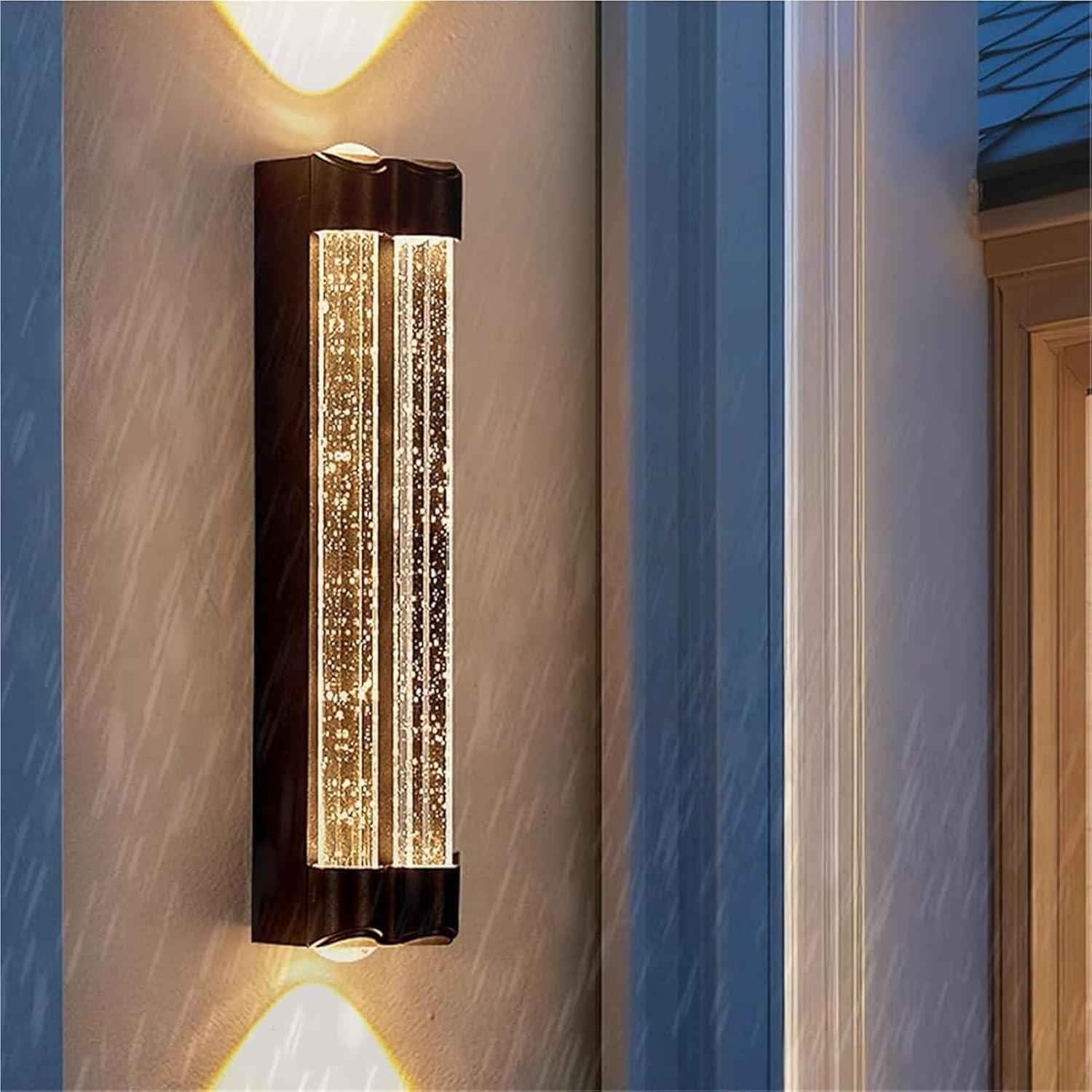 LED Wall Outdoor Crystal Wall Lamps IP65 Waterproof Mains Powered Modern Aluminum Villa Wall Sconces Spotlight Indoor/Outside for Entryway Doorway Balcony(Warm Light,60cm)