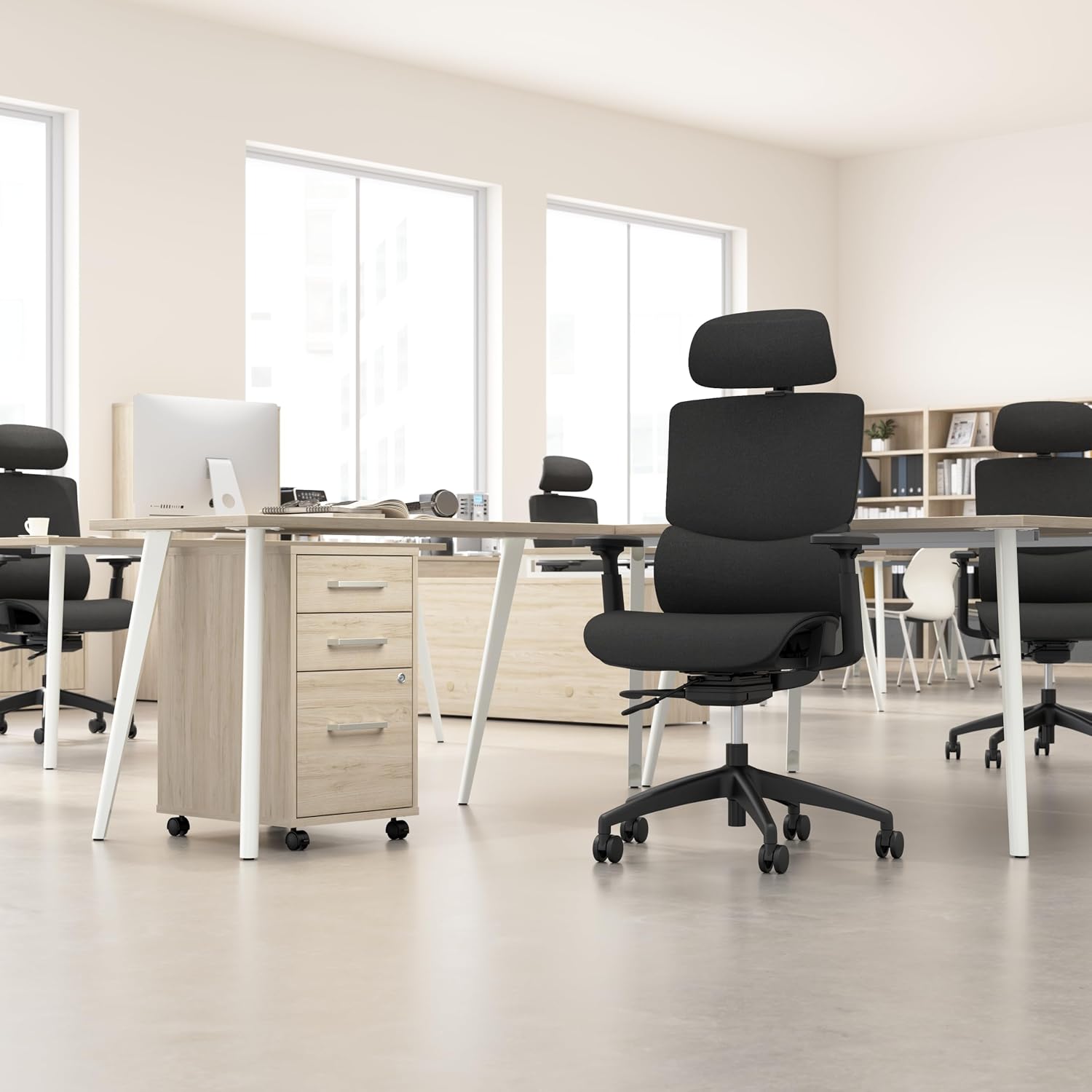 Bush Business Furniture Align High Back Ergonomic Office Chair with Lumbar Support in Black Fabric, Adjustable Seating Solution for Home and Professional Workspace