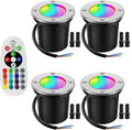 4PCS Ground LED Landscape Lamp - 6W Outdoor Buried Lights - DC12V RGB Recessed Ground Lights, Wireless Remote Control Spotlight, for Patio, Garden Illumination