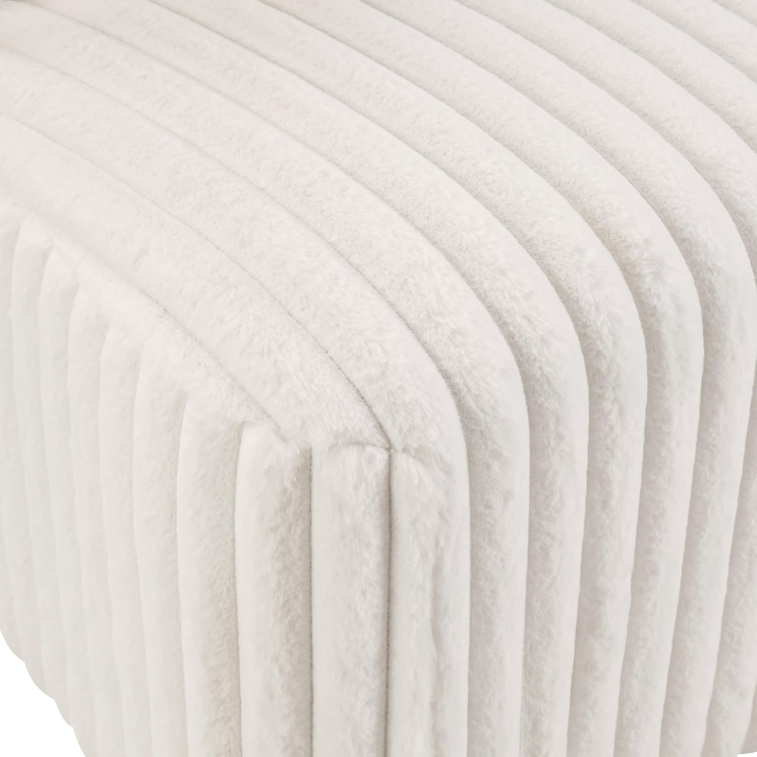 OSP Home Furnishings Lucia Modern Barrel Swivel Accent Chair, White Cord Fur Fabric