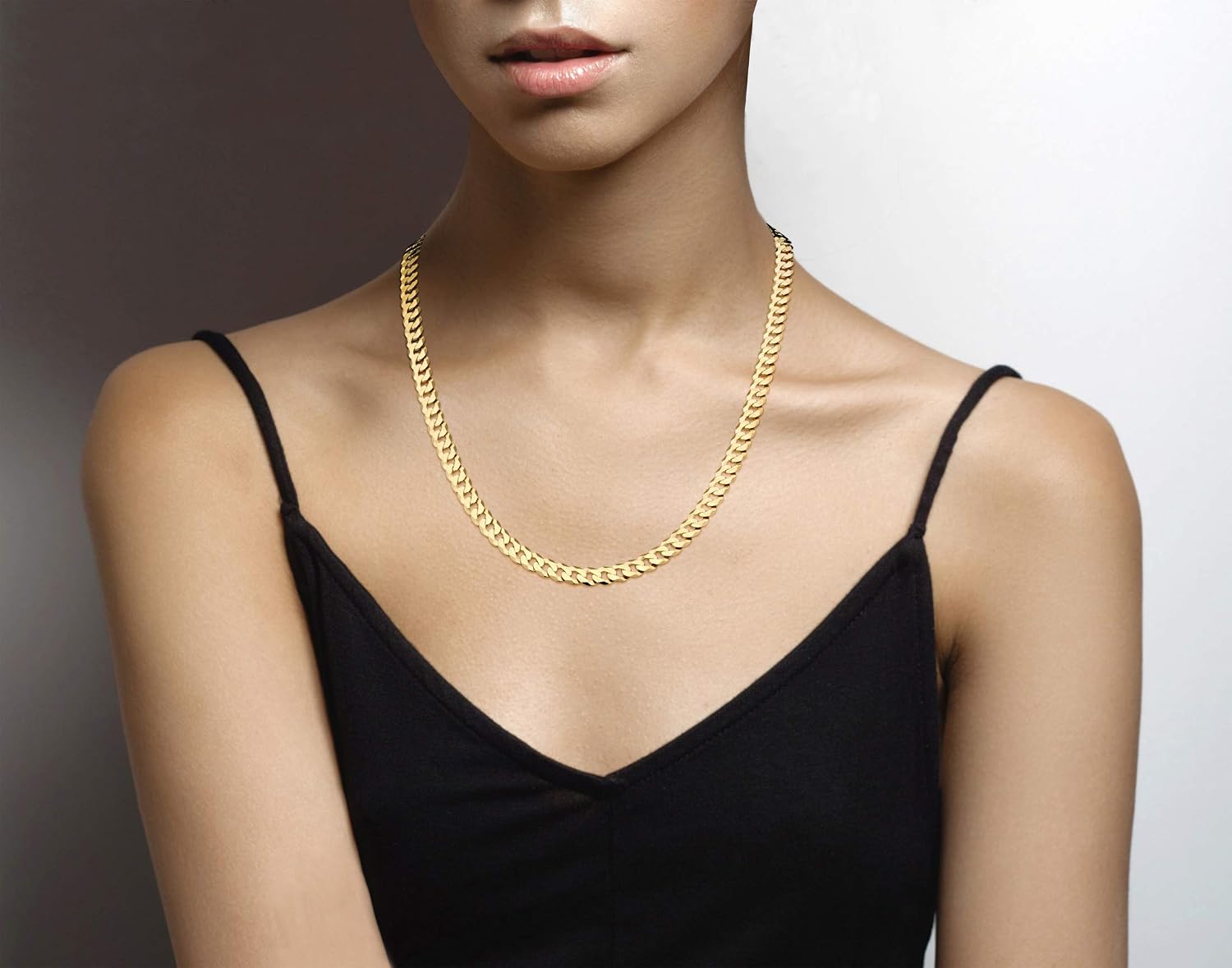 Miabella Italian 18K Gold Plated 925 Sterling Silver 7mm Cuban Link Curb Chain Necklace for Men Women, Made in Italy