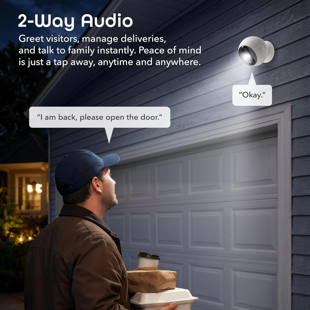 Geeni Perch 3MP Smart Magnetic Battery Camera 2-Pack – 2K HD Outdoor Wireless Security Cameras with Color Night Vision, LED Spotlight, 2-Way Audio, & IP66 Weatherproof