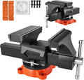 VEVOR Bench Vise, 8' Jaw Width, 8' Max Jaw Opening Multipurpose Vise with 360° Swivel Locking Base, 3.7' Throat Depth, Heavy Duty Ductile Iron Workbench Vise, Two-Way Jaws for Clamping Round Pipes