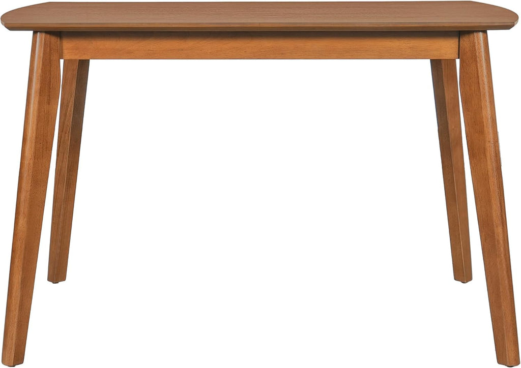 Merax 5 Piece Solid Wood Dining Table Set, Farmhouse Mid-Century Modern Table & 4 Upholstered Chairs for Home, Kitchen, Apartment, Space Saving, Brown+Biege