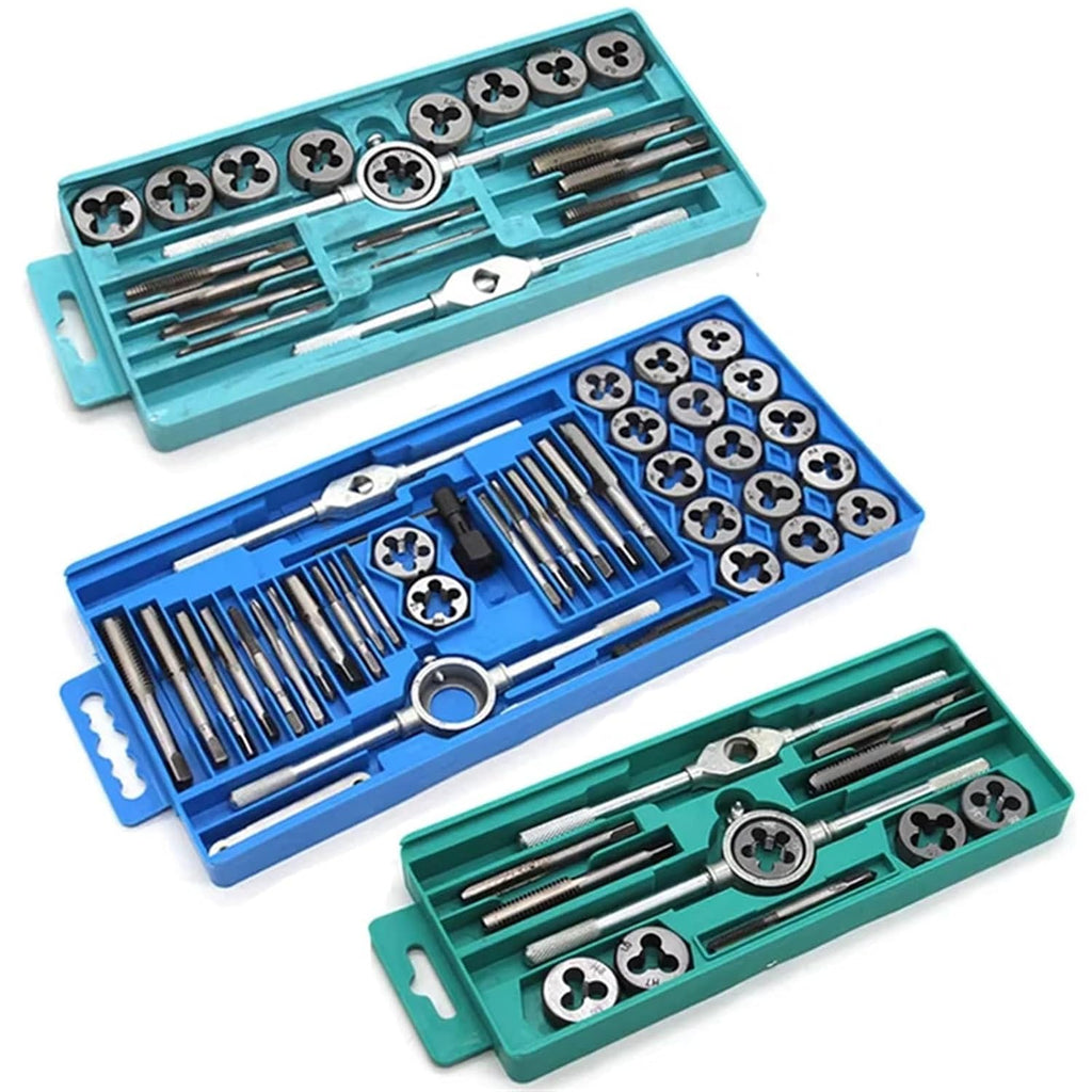 Manual Tap Die Set Thread Tool kit with Wrench Drill Bit Bushing Thread Repair Tool for Metal Hole Tapping(Set 1)