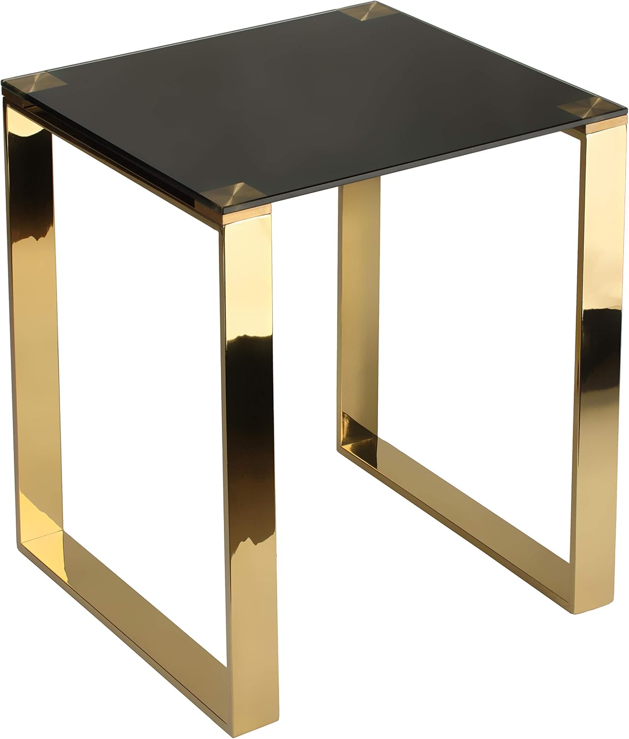 Cortesi Home CH-ET636045 Remini End Table, Gold Metal and Black Glass, End Table 18'