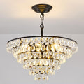 YYJLX Modern Crystal Chandelier 7 Light 20' Raindrop Black Ceiling Chandelier Adjustable Hanging Light Fixture for Dining Room Foyer Entryway Staircase Living Room