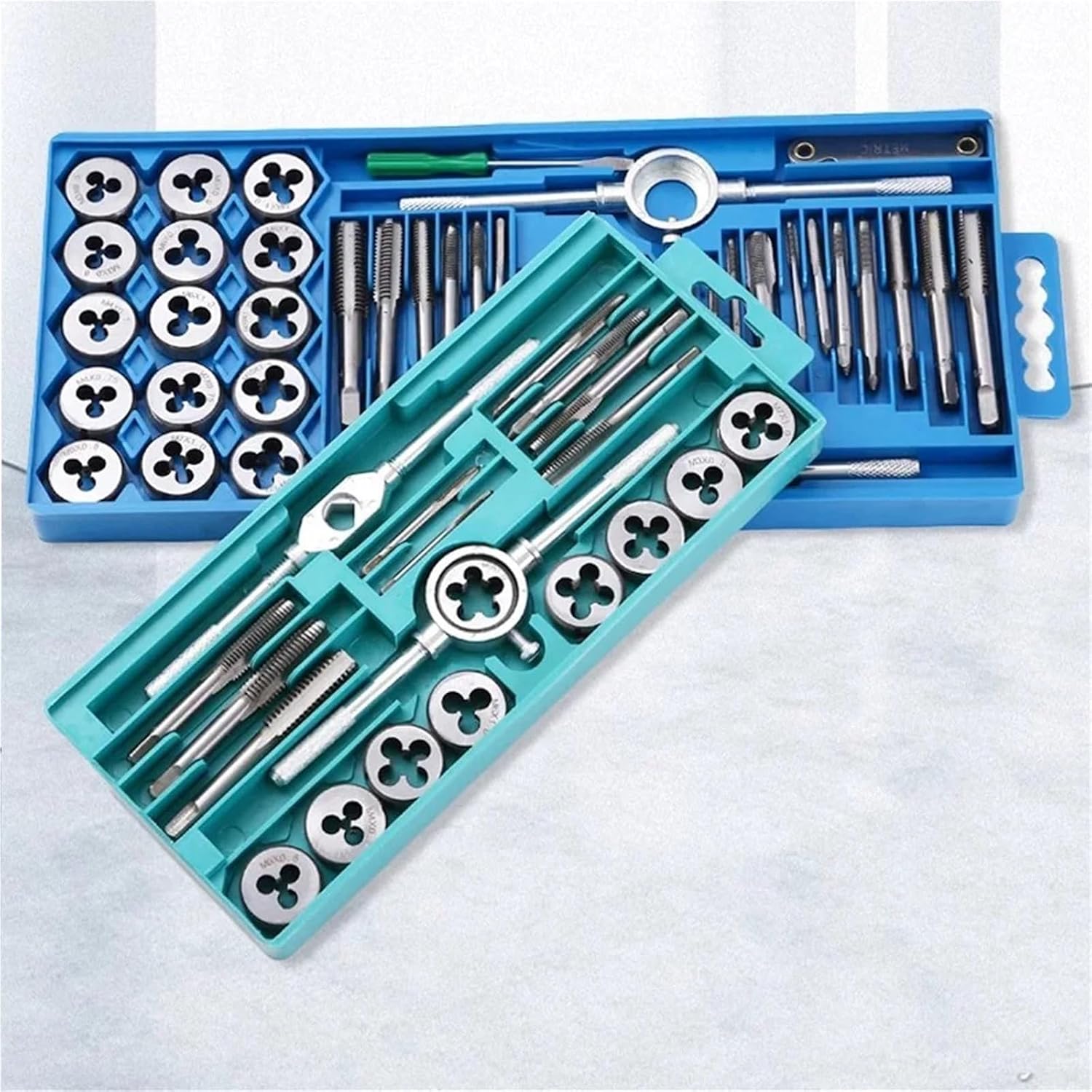 Screw Tap Tapper Drill Bit Tap Plate Thread Combination Set Manual Wrench Bushings Tapping Tools Drilling Threaded Holes(Tap-20PCS)