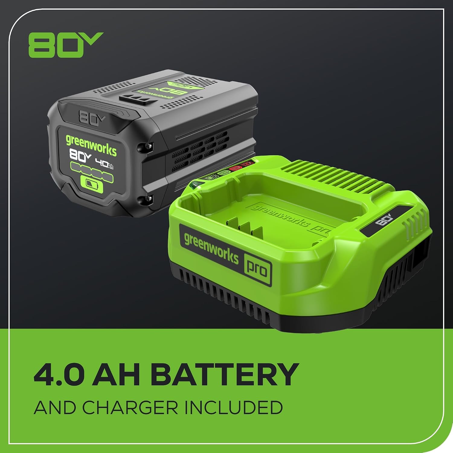 Greenworks 80V 18' Brushless Cordless Chainsaw (Great For Tree Felling, Limbing, Pruning, and Firewood), 75+ Compatible Tools, 4.0Ah Battery and Charger Included