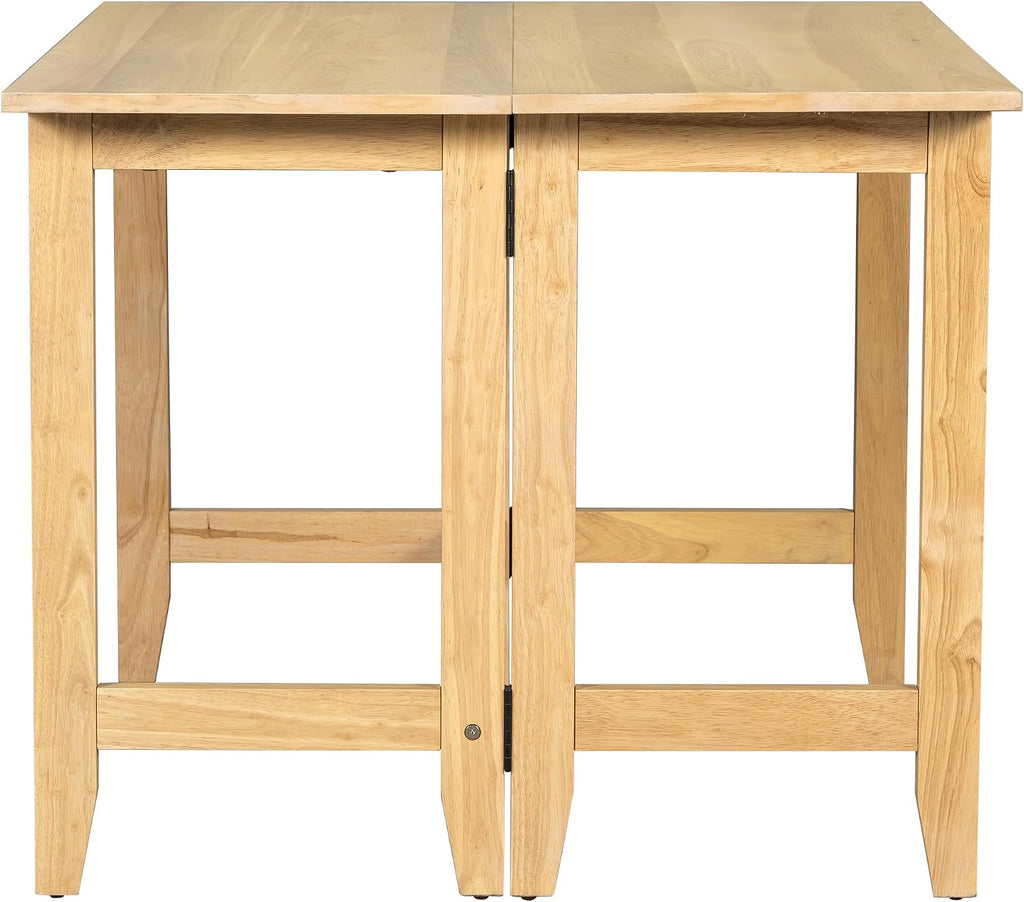 Merax Farmhouse Wood Extendable Dining Table with Drop Leaf for Small Places, Modern Freestanding Scalable Desk for Kitchen & Living Room, Natural
