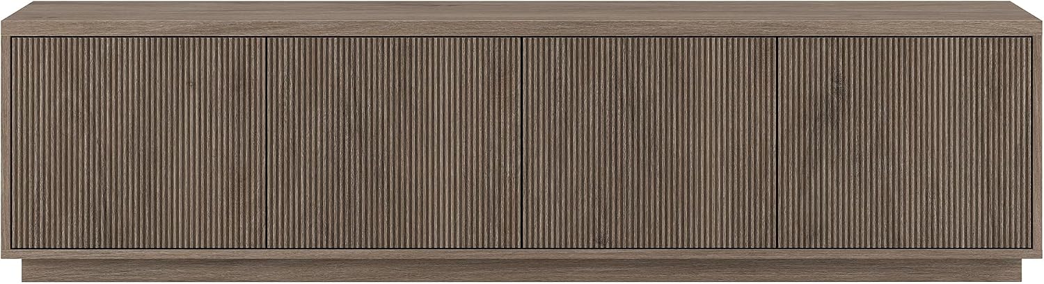 Henn&Hart Fluted TV Stand for TVs up to 85' with 2 Concealed Ribbed Storage Cabinets and Adjustable Shelves for Living Room, Family Room, or Office, Weathered Gray