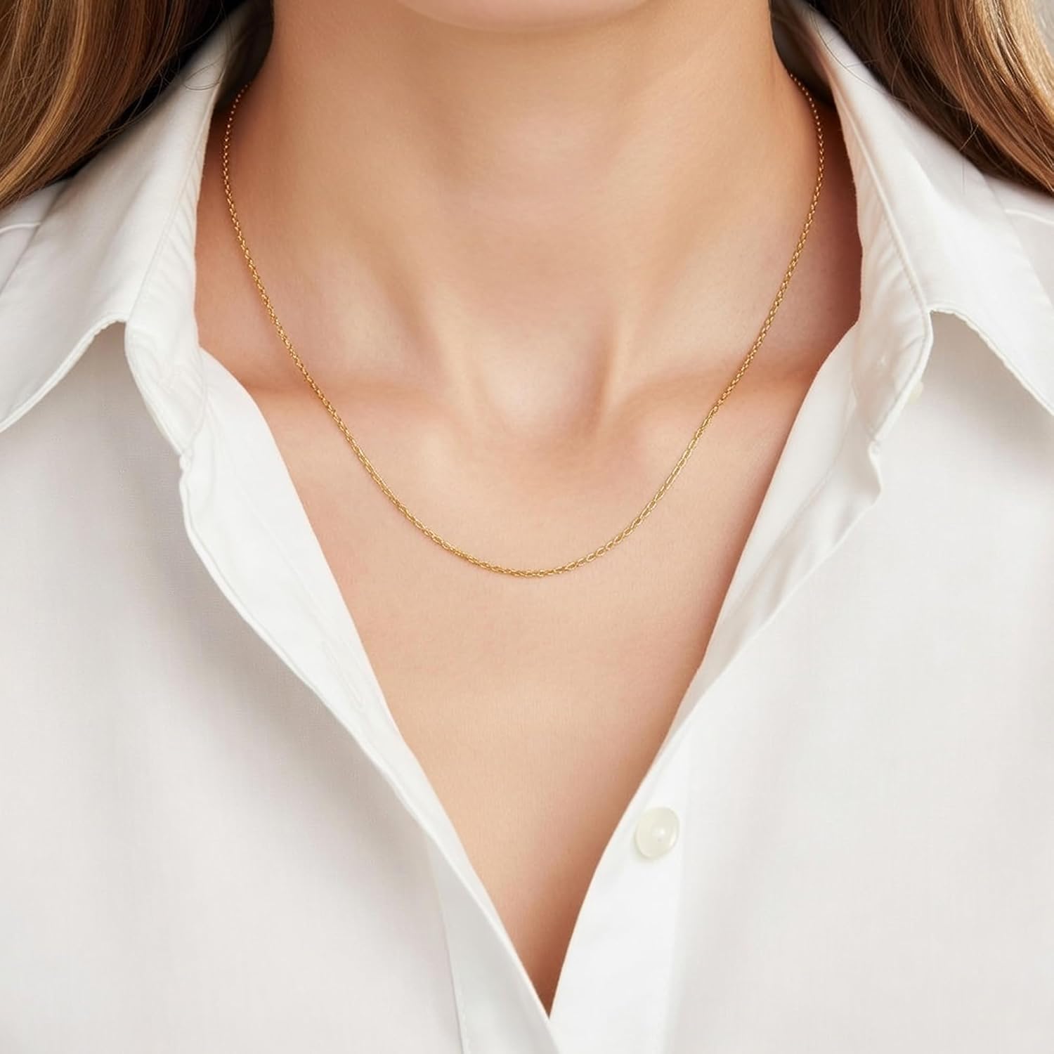 Jewelry Affairs 14k Real Yellow Gold Forsantina Chain Necklace, 1.5mm