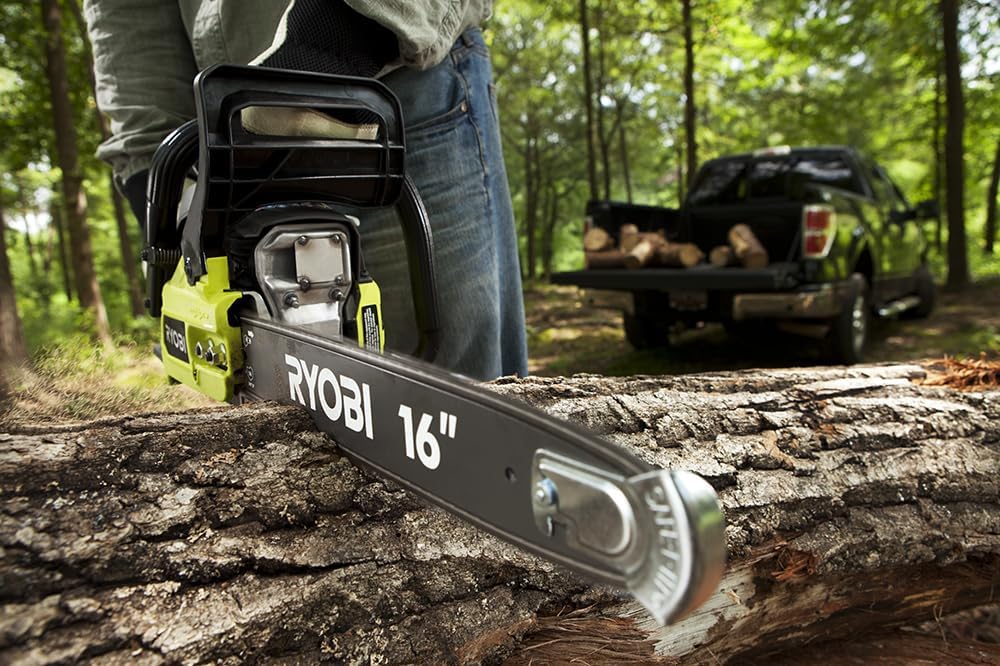 RYOBI 16 in. 37cc 2-Cycle Gas Chainsaw with Heavy-Duty Case, Green, RY3716