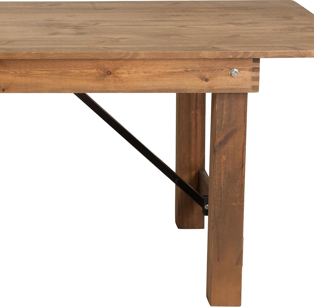 Flash Furniture Hercules Series 9' x 40' Rustic Solid Pine Folding Dining Table, Rectangular Antique Farmhouse Dining and Event Extension Table