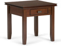 SIMPLIHOME Artisan End Table - 21 inch Wide Solid Wood Square Side Table with Drawer in Russet Brown, Transitional Nightstand or Lamp Stand for Living Room, Bedroom, or Entryway with Tapered Legs