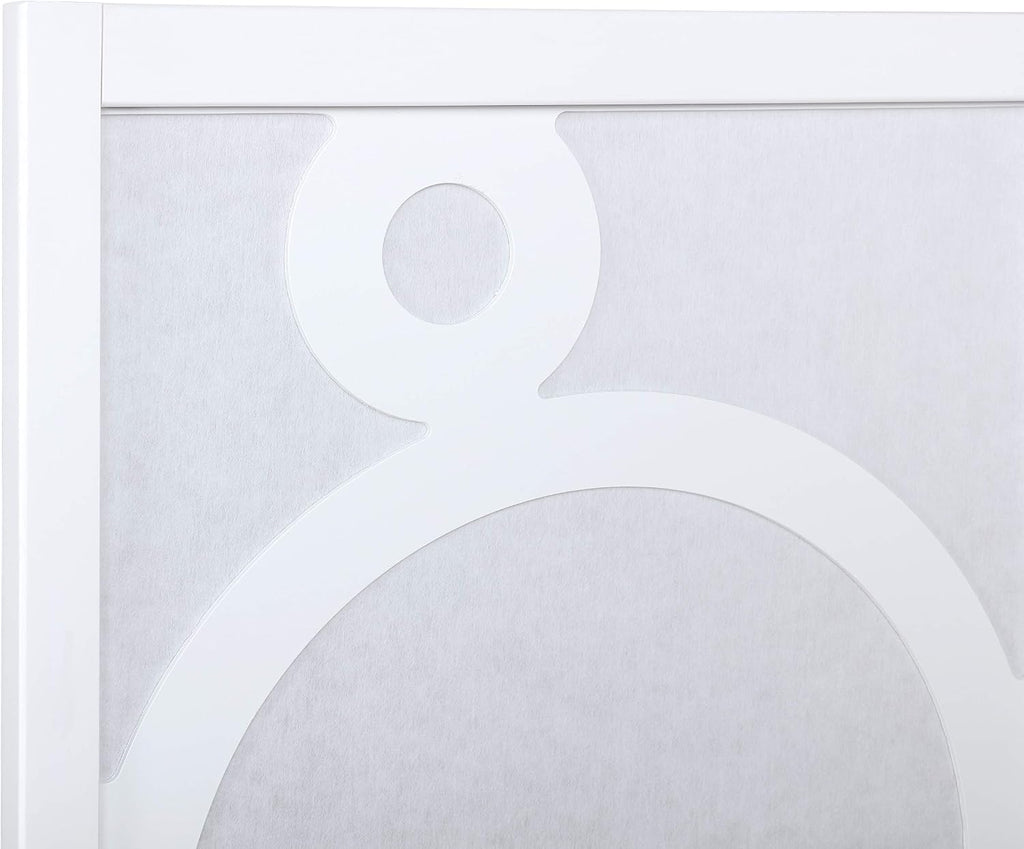 Roundhill Furniture Arvada 4-Panel Wood Room Divider with Circle Pattern, White