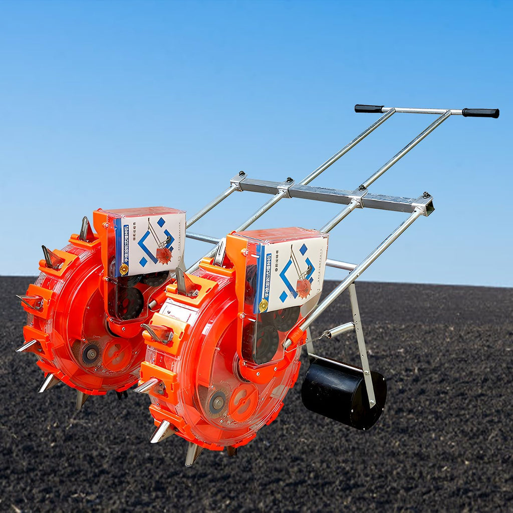 Garden Push Seeder Planter, Portable Hand-Push Dual Row Seeder, Precision Planter for Corn, Soybean, Peanut,Garden/Farm Use,8 Mouths (6 Mouths