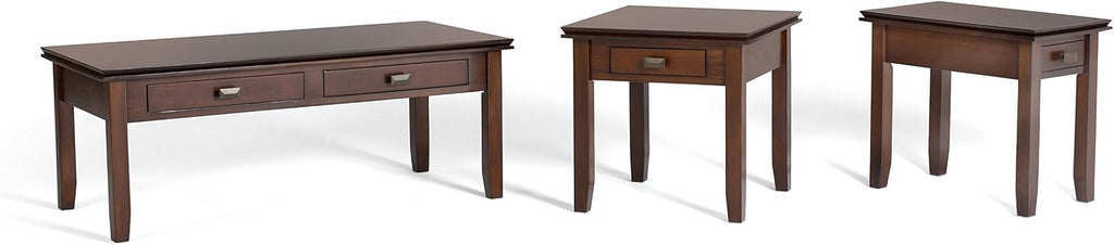 SIMPLIHOME Artisan Narrow Side Table - 14 inch Wide Solid Wood Rectangular End Table with Drawer in Russet Brown, Transitional Nightstand or Lamp Stand for Living Room or Bedroom with Tapered Legs