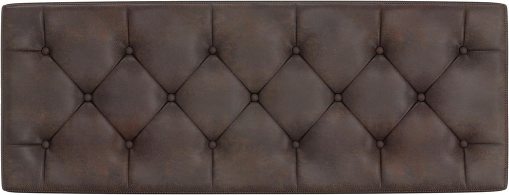SIMPLIHOME Hamilton Storage Ottoman - 48 inch Wide Upholstered Vegan Leather Rectangle Storage Ottoman Bench in Distressed Brown, Traditional Tufted Ottoman for Living Room with Lift-Up Lid