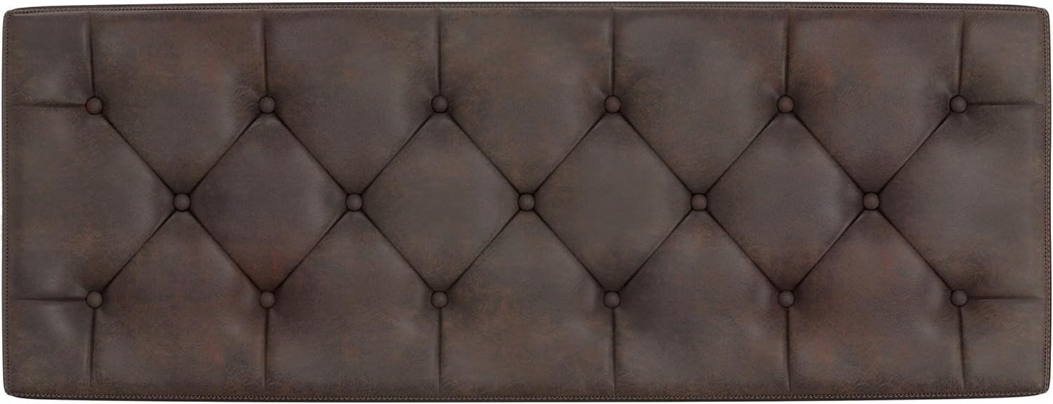SIMPLIHOME Hamilton Storage Ottoman - 48 inch Wide Upholstered Vegan Leather Rectangle Storage Ottoman Bench in Distressed Brown, Traditional Tufted Ottoman for Living Room with Lift-Up Lid