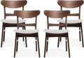 Christopher Knight Home Helen Mid-Century Modern Dining Chairs (Set of 4), Polyester,Rubberwood, Light Beige, Walnut