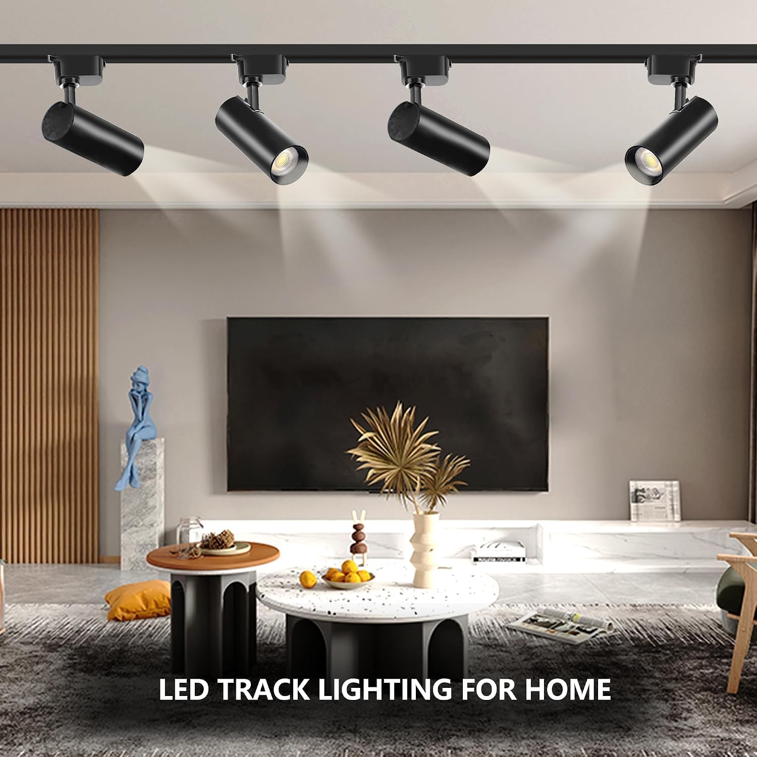 Ultra-Bright Black H Type Track Lighting Kit 3000K Warm White, 12 Heads 20W 2400lm with 13.1FT Track Rails, Dimmable Plug in LED Track Lights Modern Indoor Spotlight Fixture