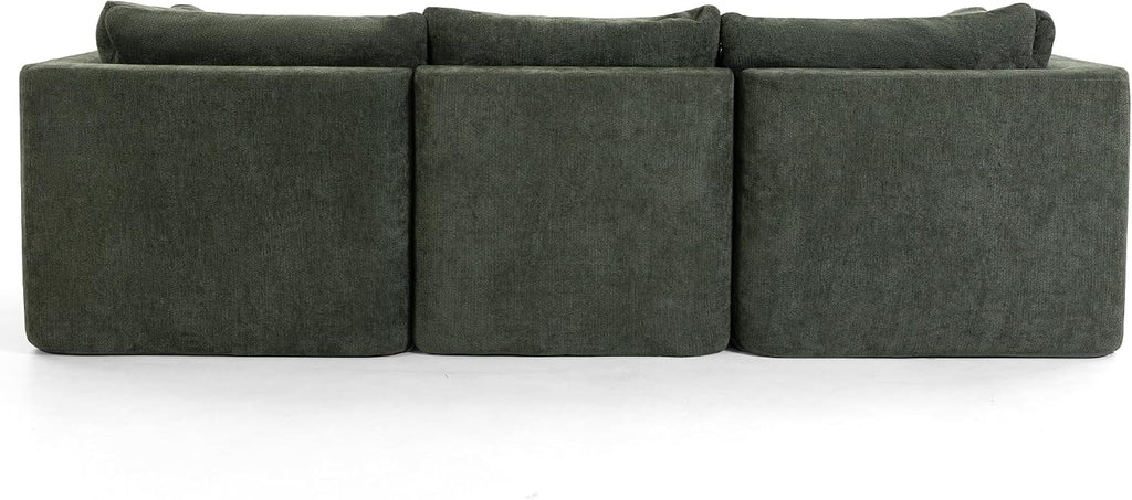 Tufted Cushions Cloud Sectional Boneless Sectional Sofa with Movable Ottoman, 112' Oversized Modular Convertible L Shaped Corner Couch with Deep Seat,Memory Foam Compressed Sofa
