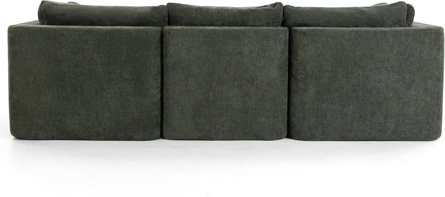 Tufted Cushions Cloud Sectional Boneless Sectional Sofa with Movable Ottoman, 112' Oversized Modular Convertible L Shaped Corner Couch with Deep Seat,Memory Foam Compressed Sofa