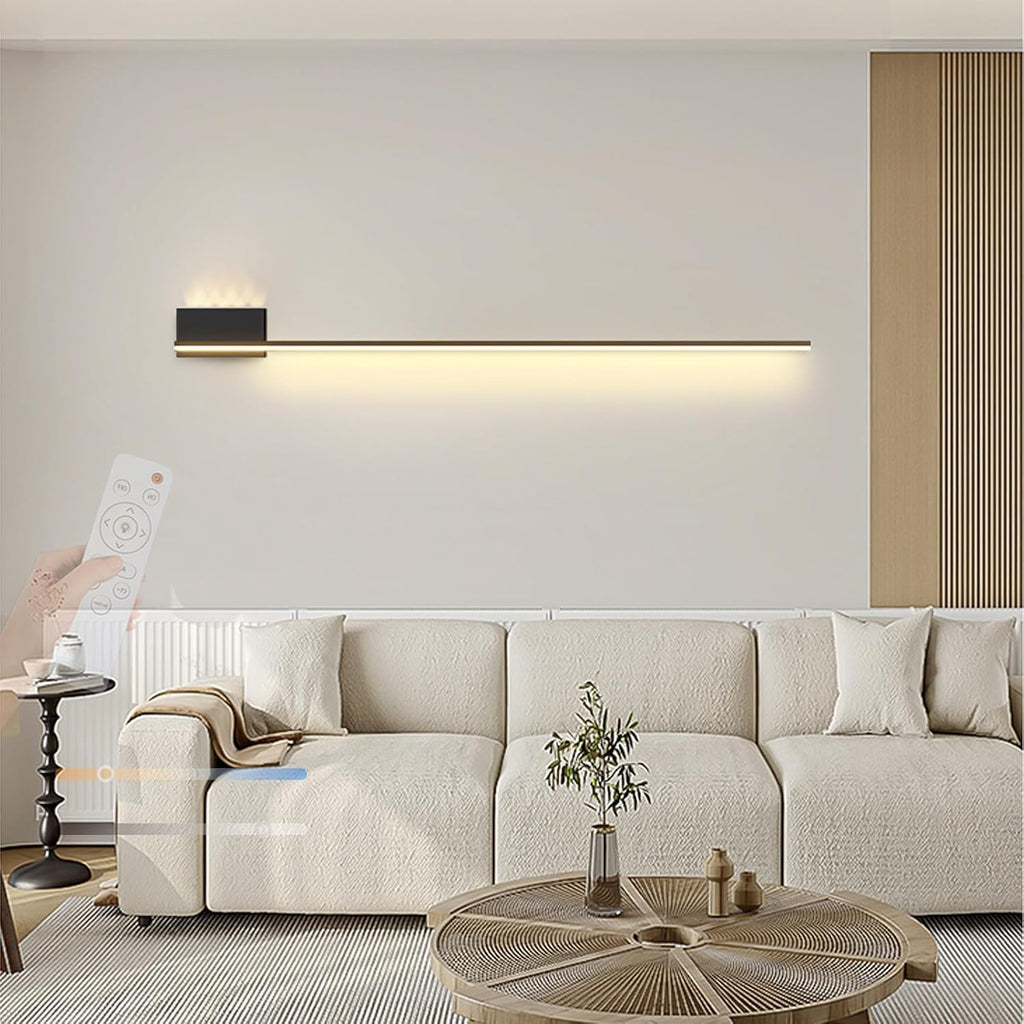 LED Wall Light Indoor with Remote Control Dimming 2700K-6500K Wall Sconce with Spotlight Wall Lighting Long Strip Aluminium for Bedroom Stairs Living Room