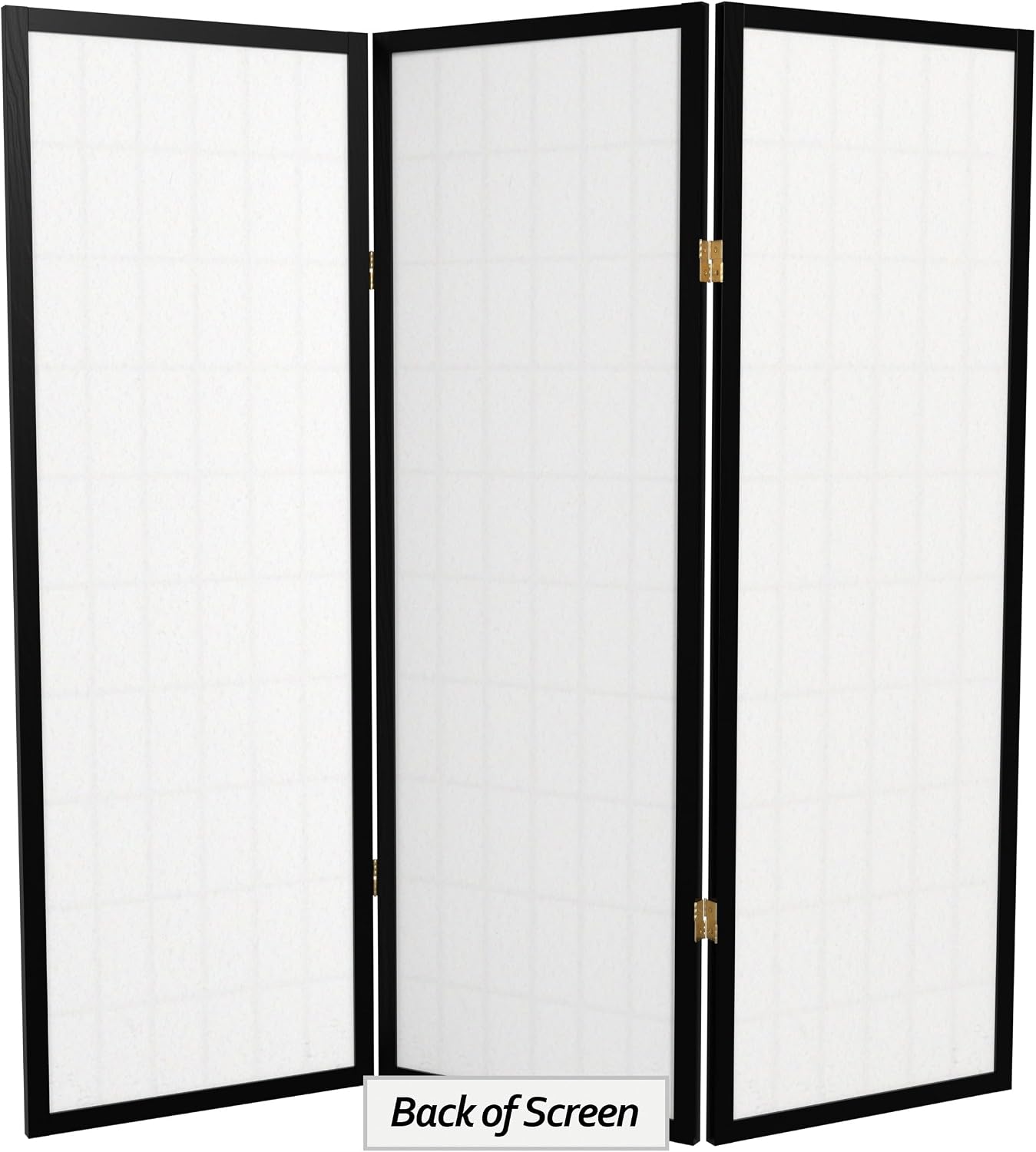 4 ft. Short Window Pane Shoji Screen - Black - 3 Panels
