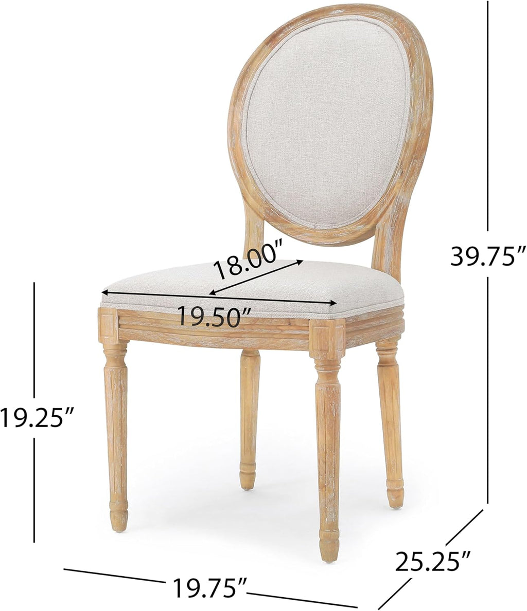 Christopher Knight Home Phinnaeus Polyester Beige Fabric Dining Chair (Set of 2), 2-Pcs Set