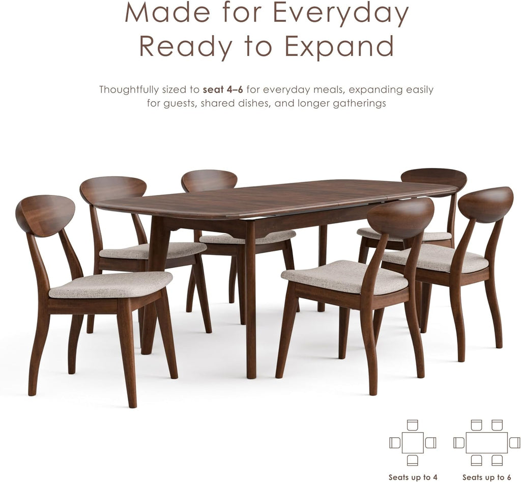 Furniture of America Nazaen Modern Solid Wood 78.7-inch Extendable Rectangular Dining Table with Removable Leaf, Mechanism Auto Pop-up for Home Kitchen, Dinettes, Rich Walnut