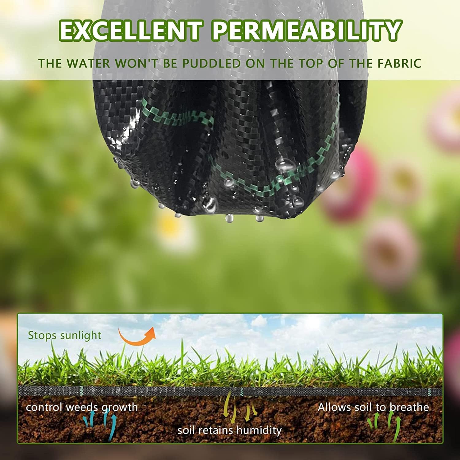 8ftx300ft Weed Barrier Landscape Fabric Heavy Duty, Weed Block Gardening Ground Cover Mat, Weed Control Garden Cloth, Woven Geotextile Fabric for Underlayment, Commercial Driveway Fabric