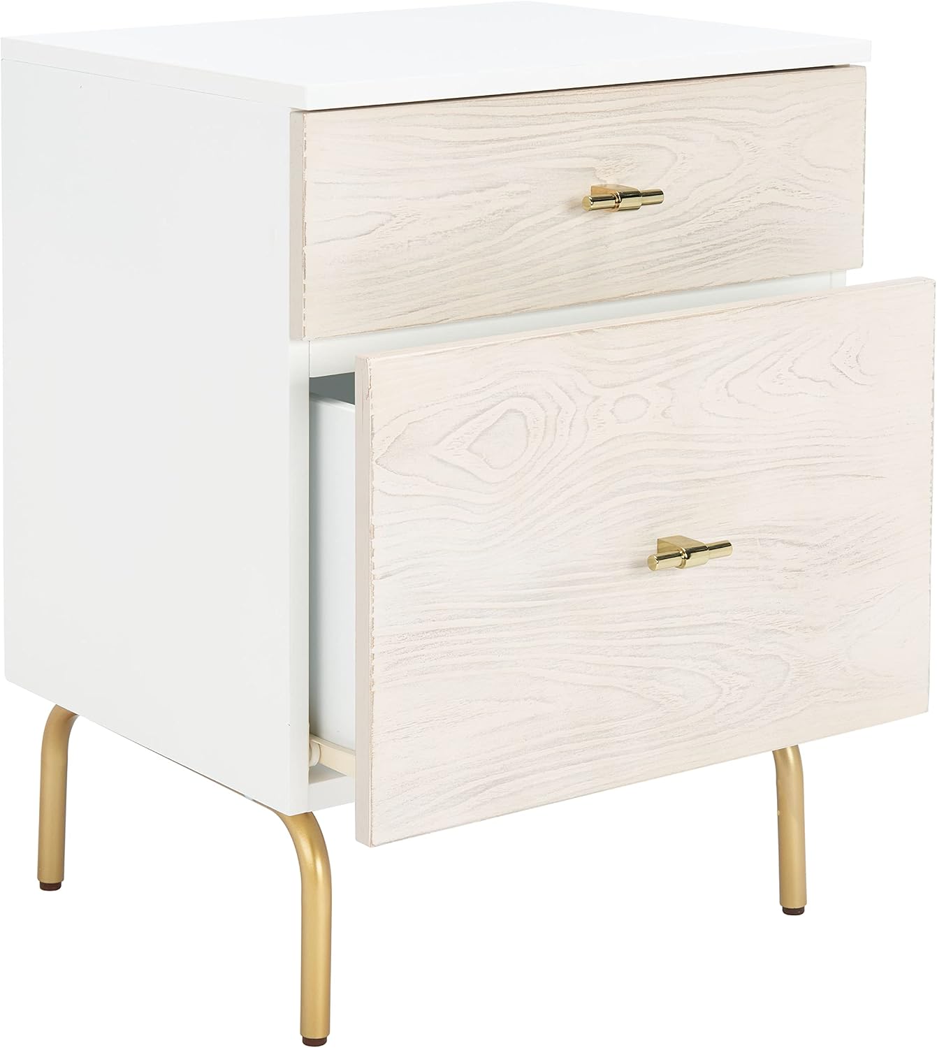 Safavieh Home Collection Genevieve White/White Washed 2-Drawer Nightstand