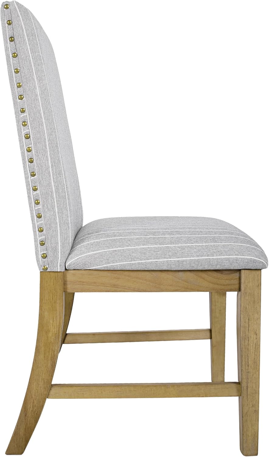 HomePop Upholstered Wood Apron Dining Chair - Light Gray Stripe (Set of 2)