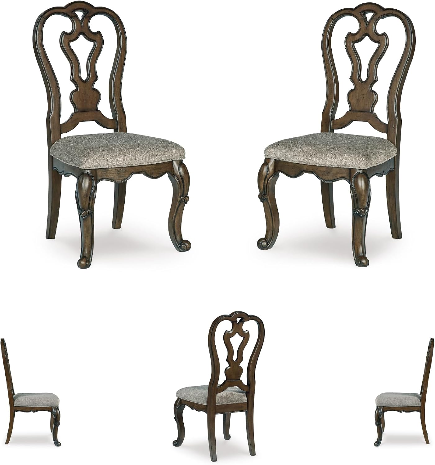 Signature Design by Ashley Maylee Classic Upholstered Armless Dining Chair, Set of 2, Dark Brown